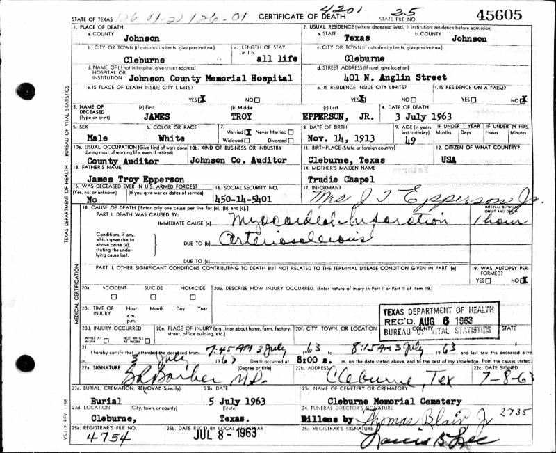 Texas, Death Certificates, 19031982
